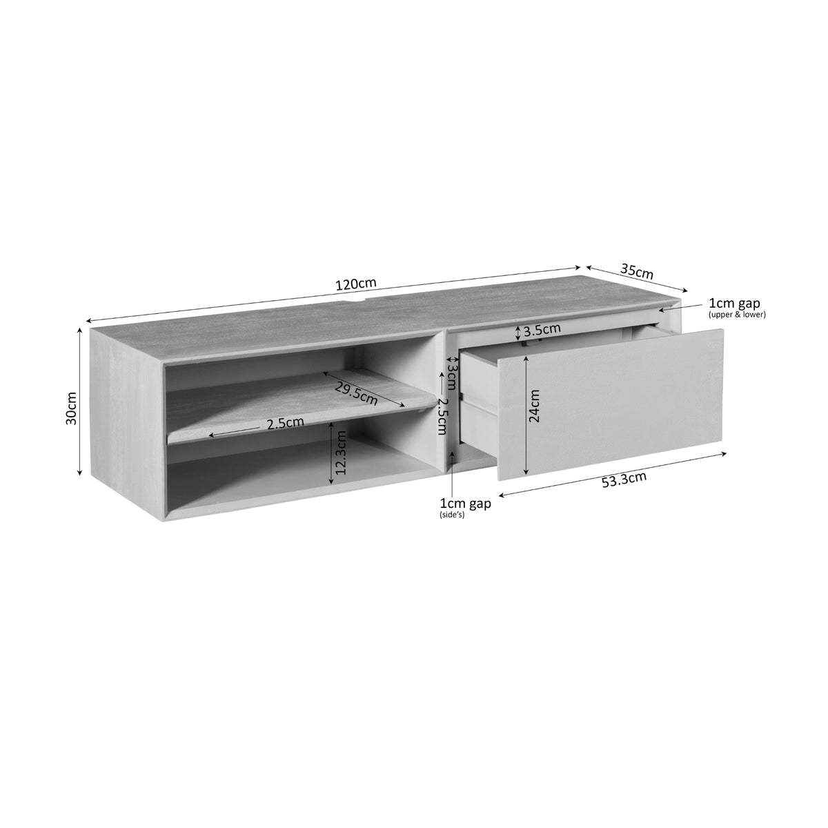 Zwevend tv-meubel Ambiance Zwart | 120 cm