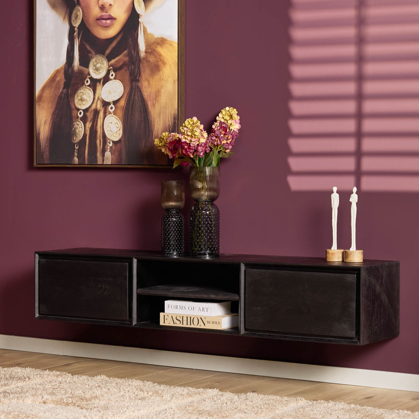 Zwevend tv-meubel Ambiance Zwart | 160 cm