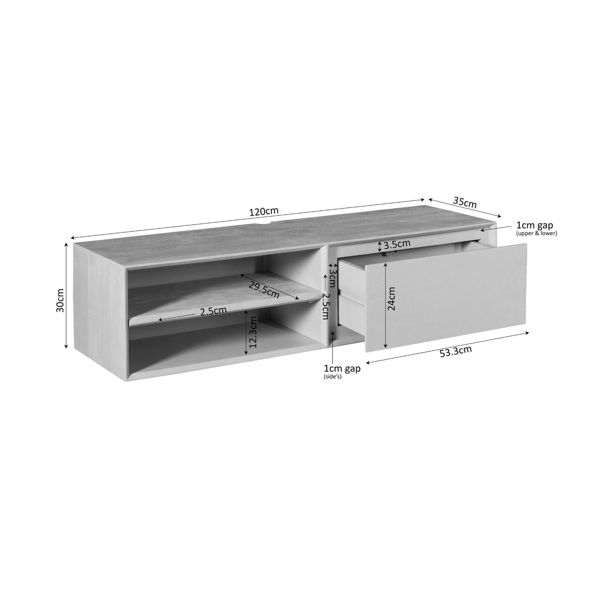 Zwevend tv-meubel Ambiance Bruin | 120 cm