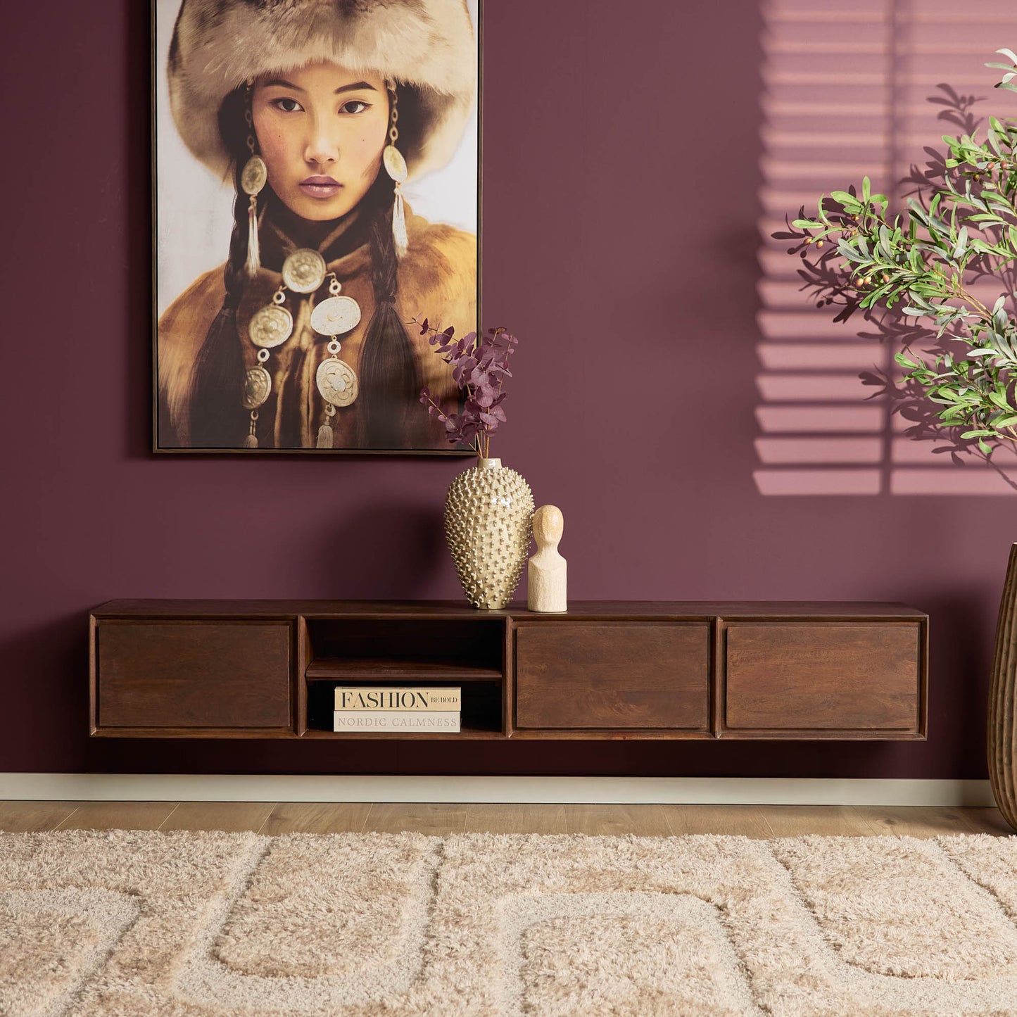 Zwevend tv-meubel Ambiance Bruin | 200 cm