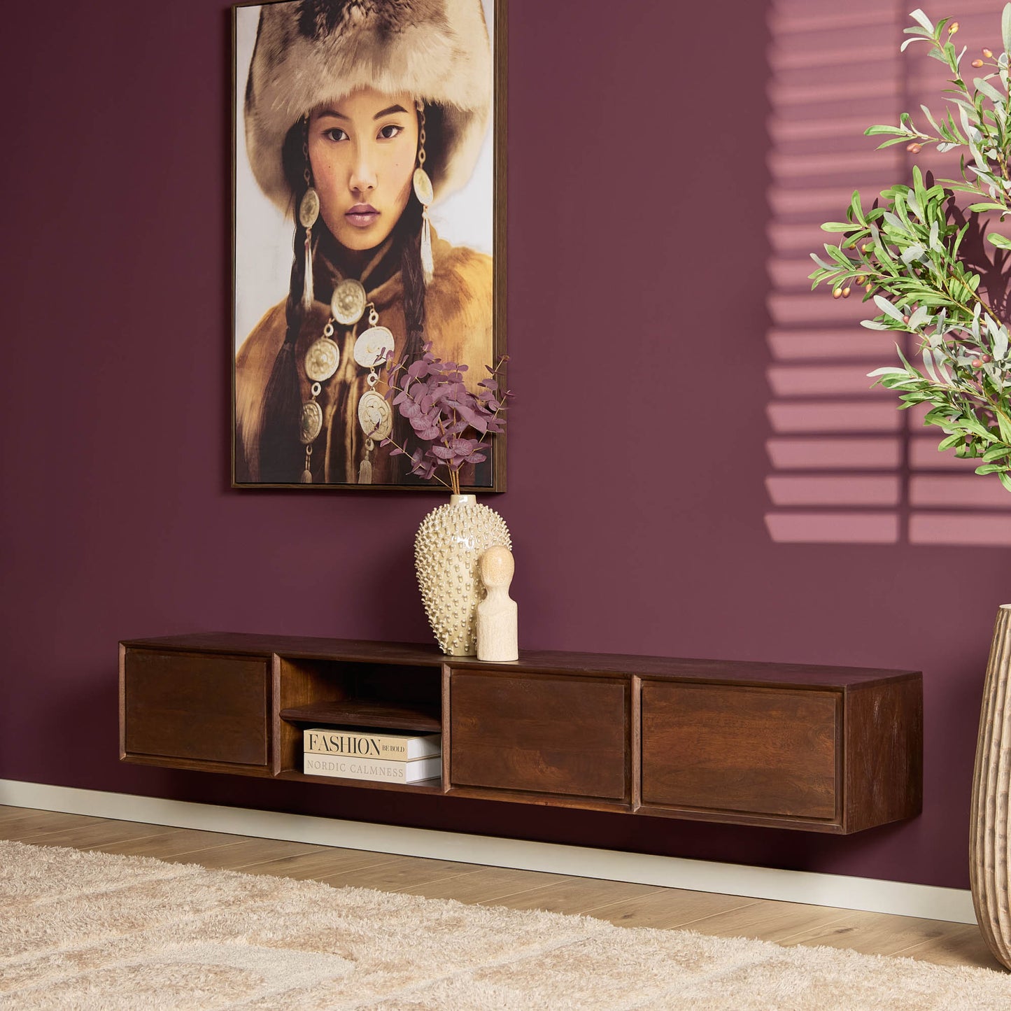 Zwevend tv-meubel Ambiance Bruin | 200 cm