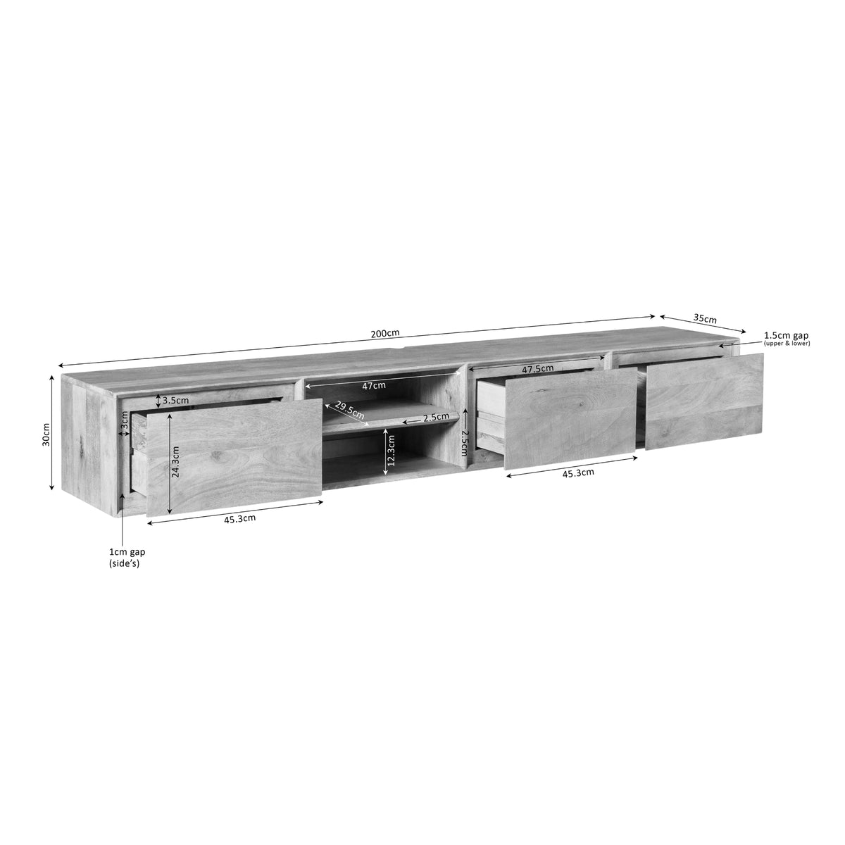 Zwevend tv-meubel Ambiance Bruin | 200 cm