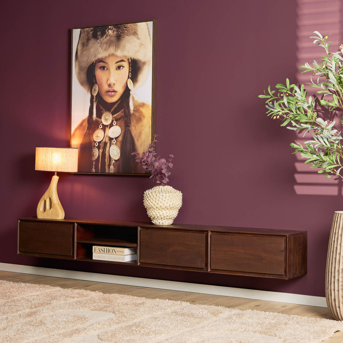 Zwevend tv-meubel Ambiance Bruin | 240 cm
