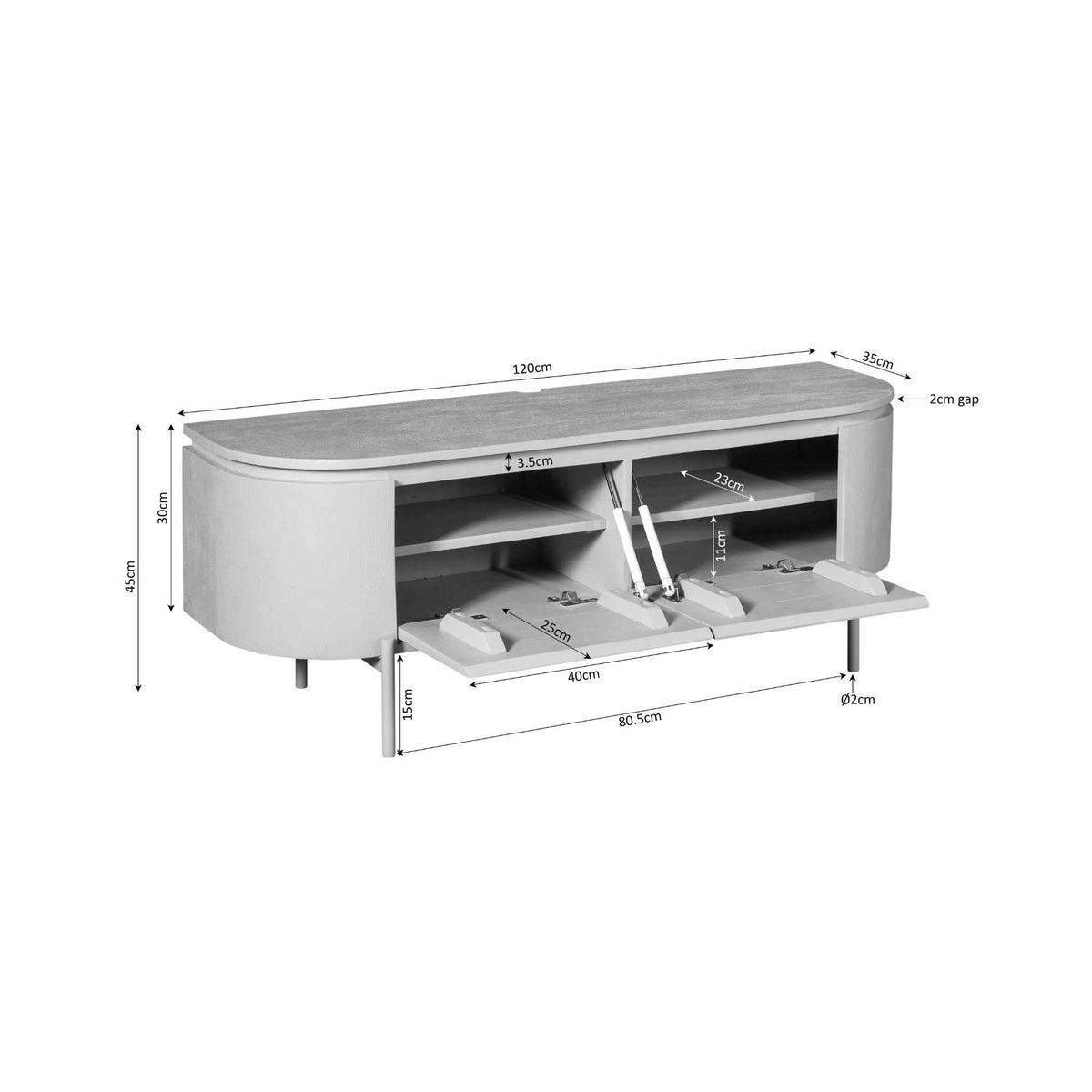 Tv-meubel Excellent taupe | 120 cm