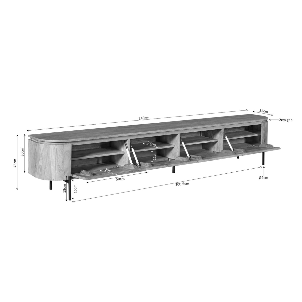 tv-meubel Excellent Taupe | 240 cm