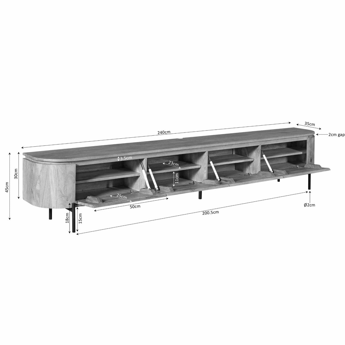 tv-meubel Excellent Taupe | 240 cm