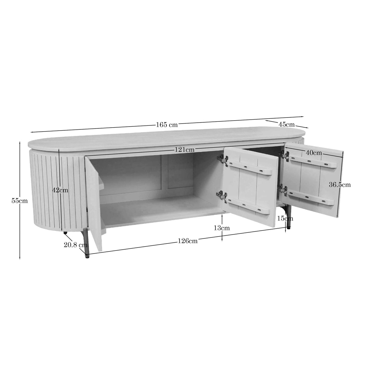 TV-meubel Solana zand mangohout 165 cm