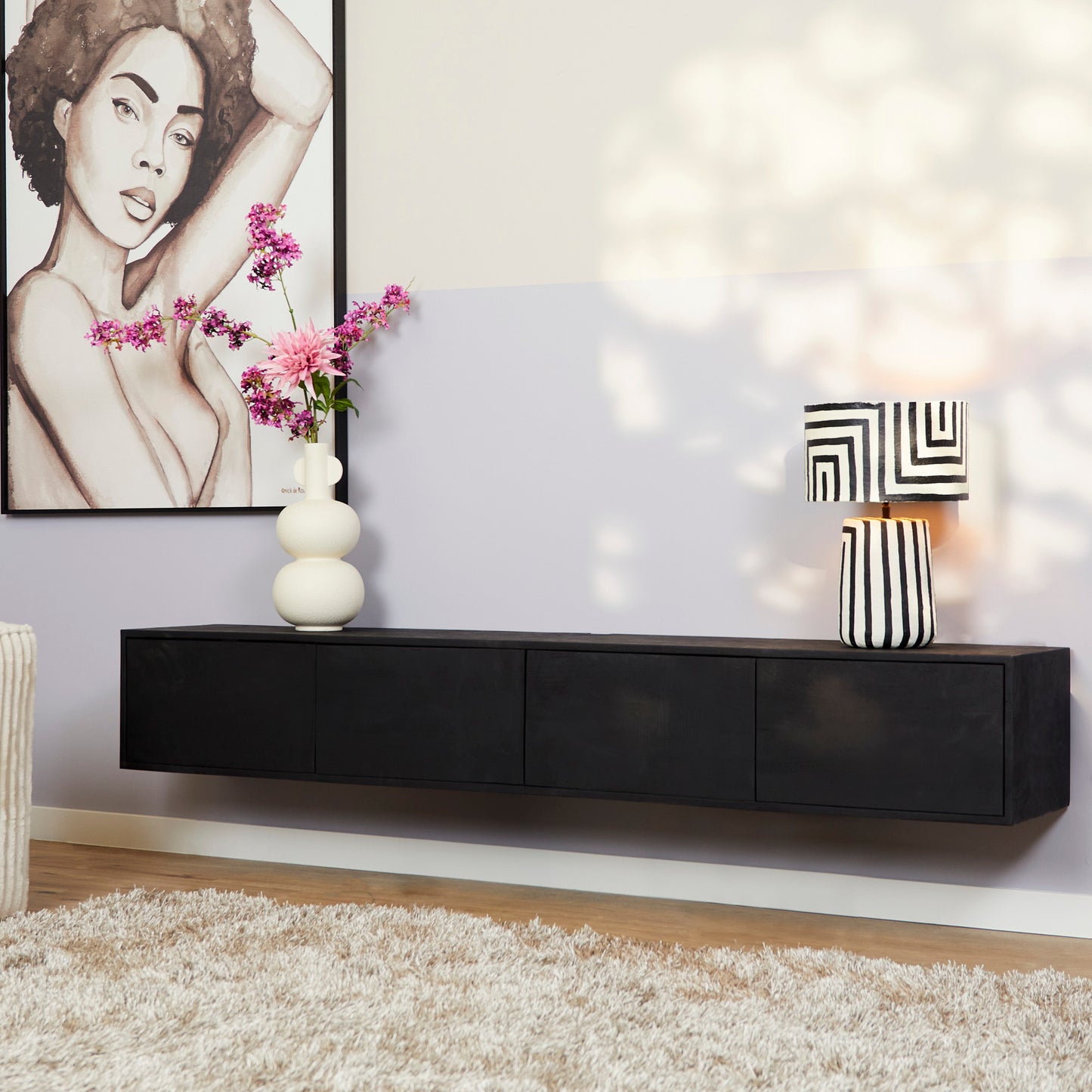 Zwevend tv-meubel Vision Zwart | 200 cm