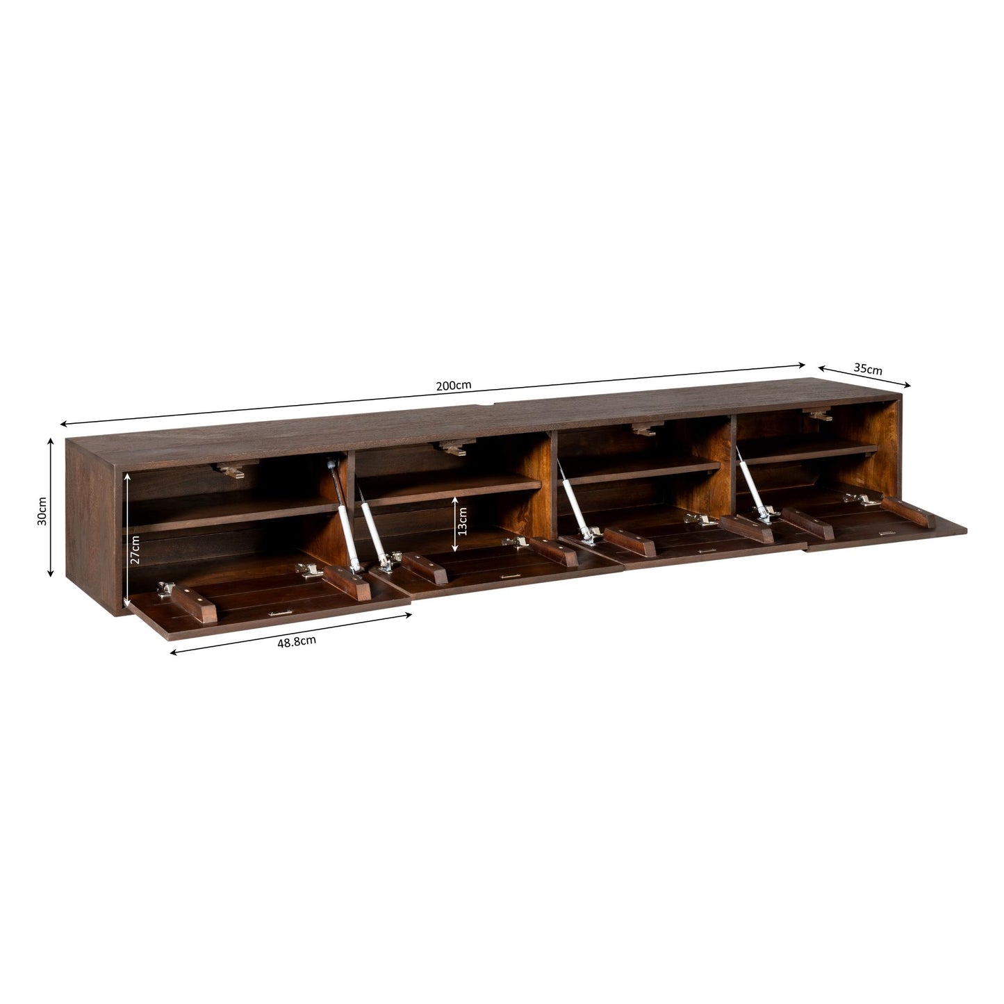 Zwevend tv-meubel Vision Brown | 200 cm