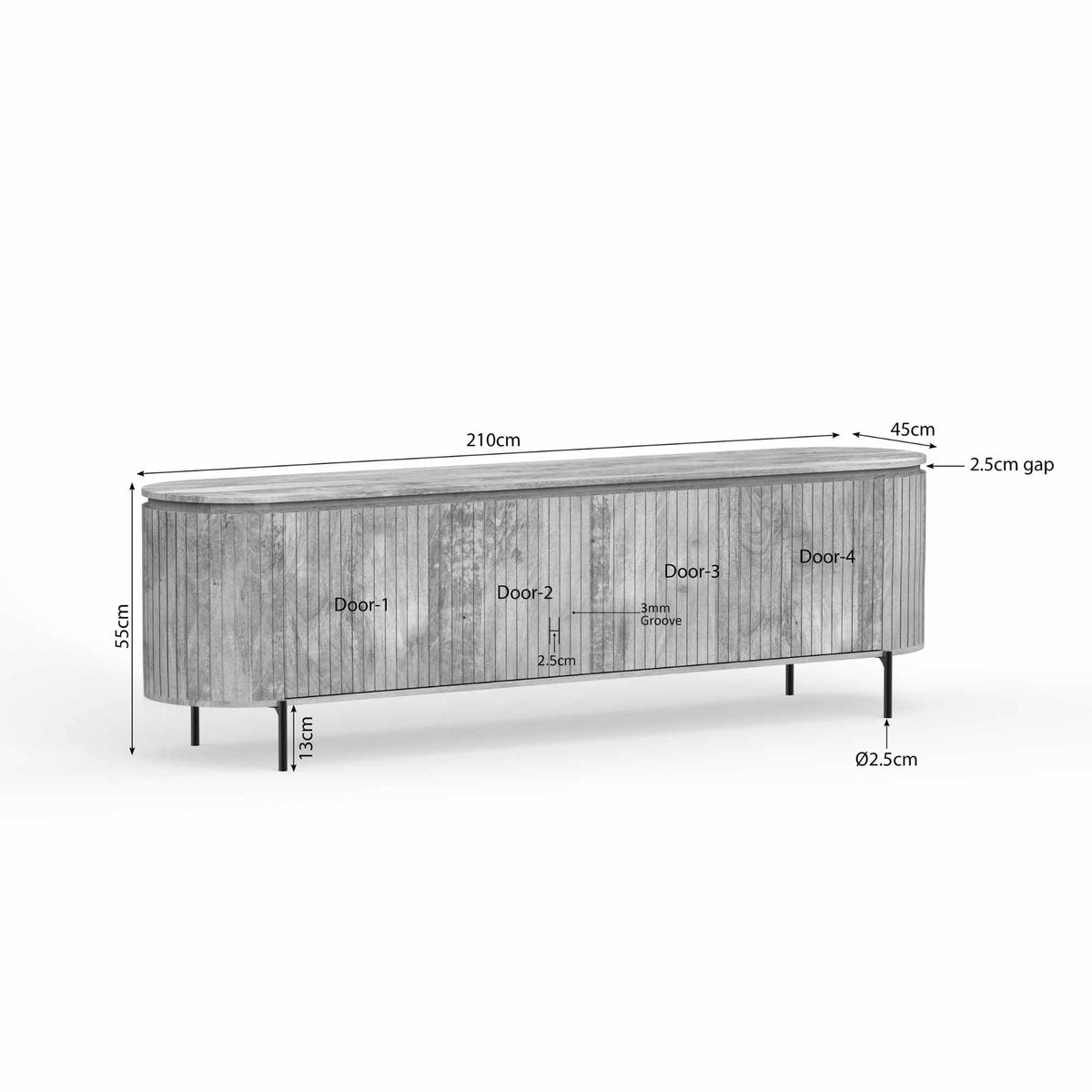Tv-meubel Solana | 210 cm | Taupe