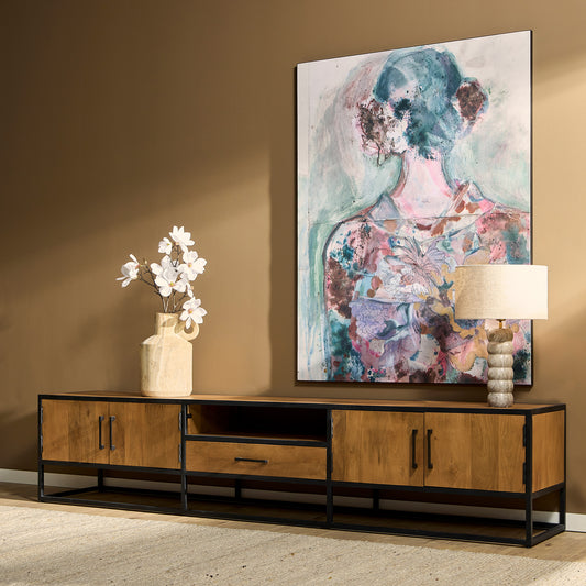 Tv-meubel Denver | Mangohout en staal | 240 cm