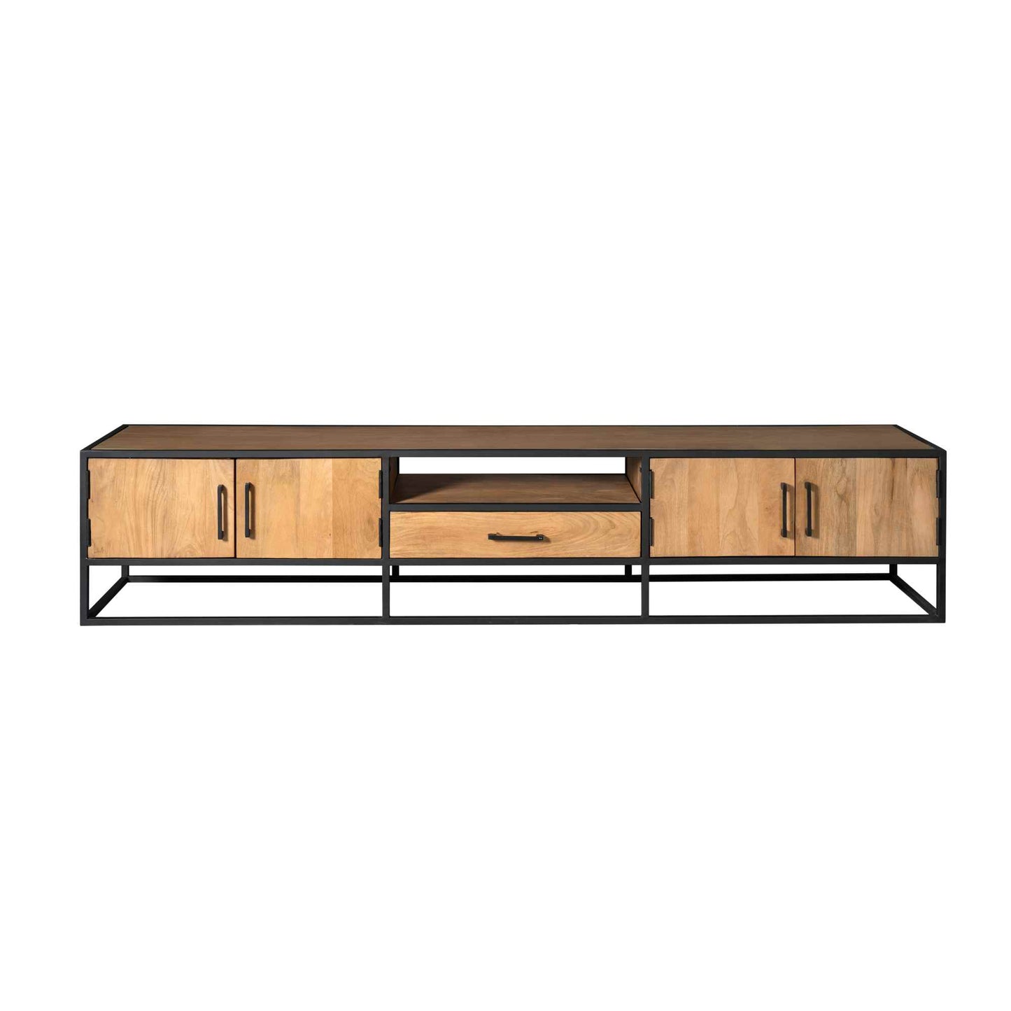 Tv-meubel Denver | Mangohout en staal | 240 cm