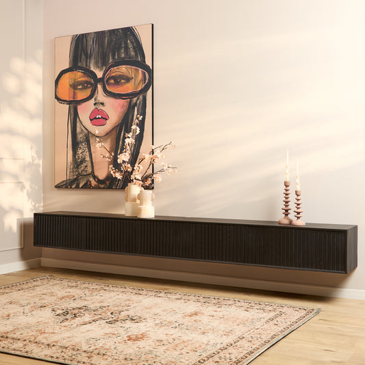 Zwevend tv-meubel Madison Zwart | 280 cm