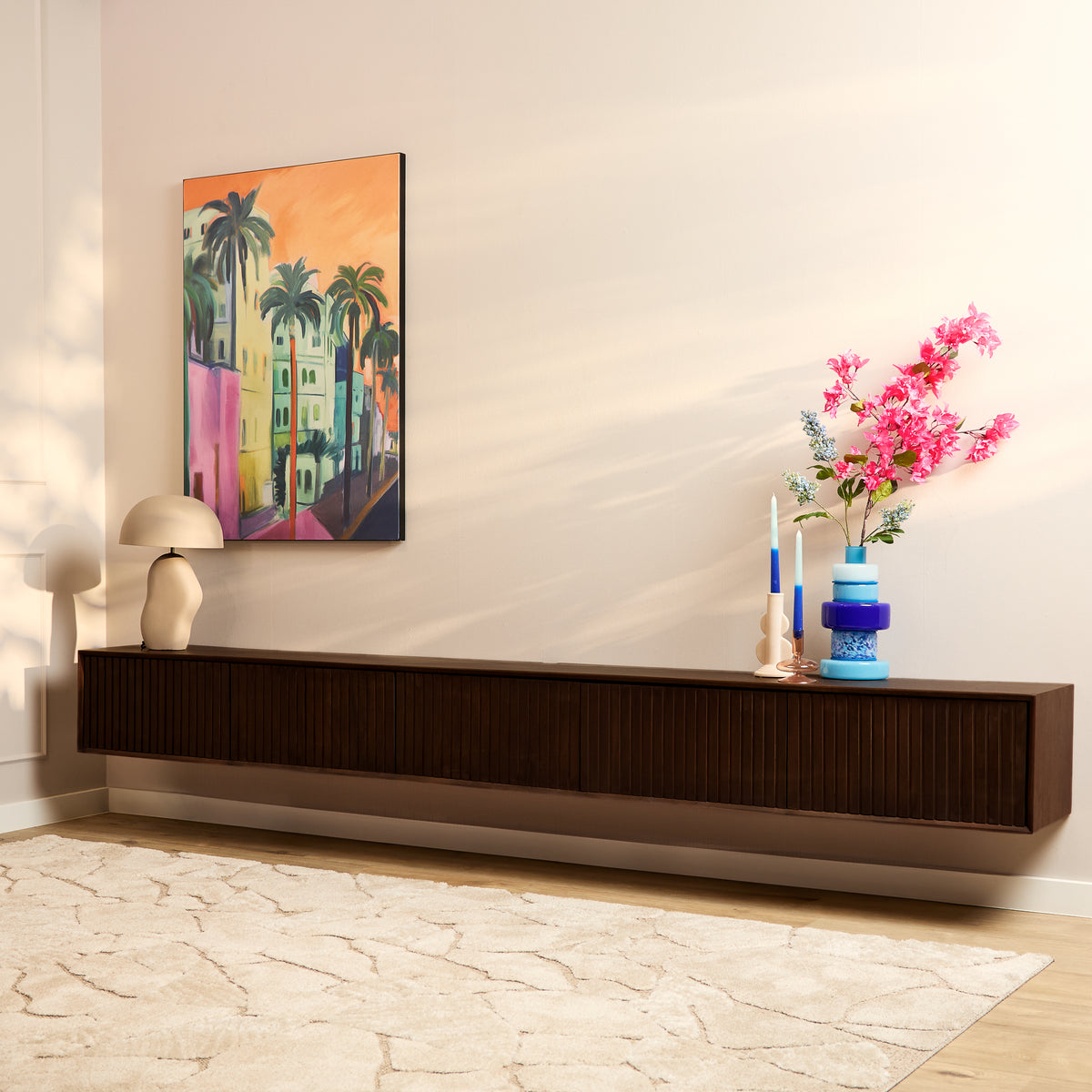 Zwevend tv-meubel Madison Bruin | 280 cm