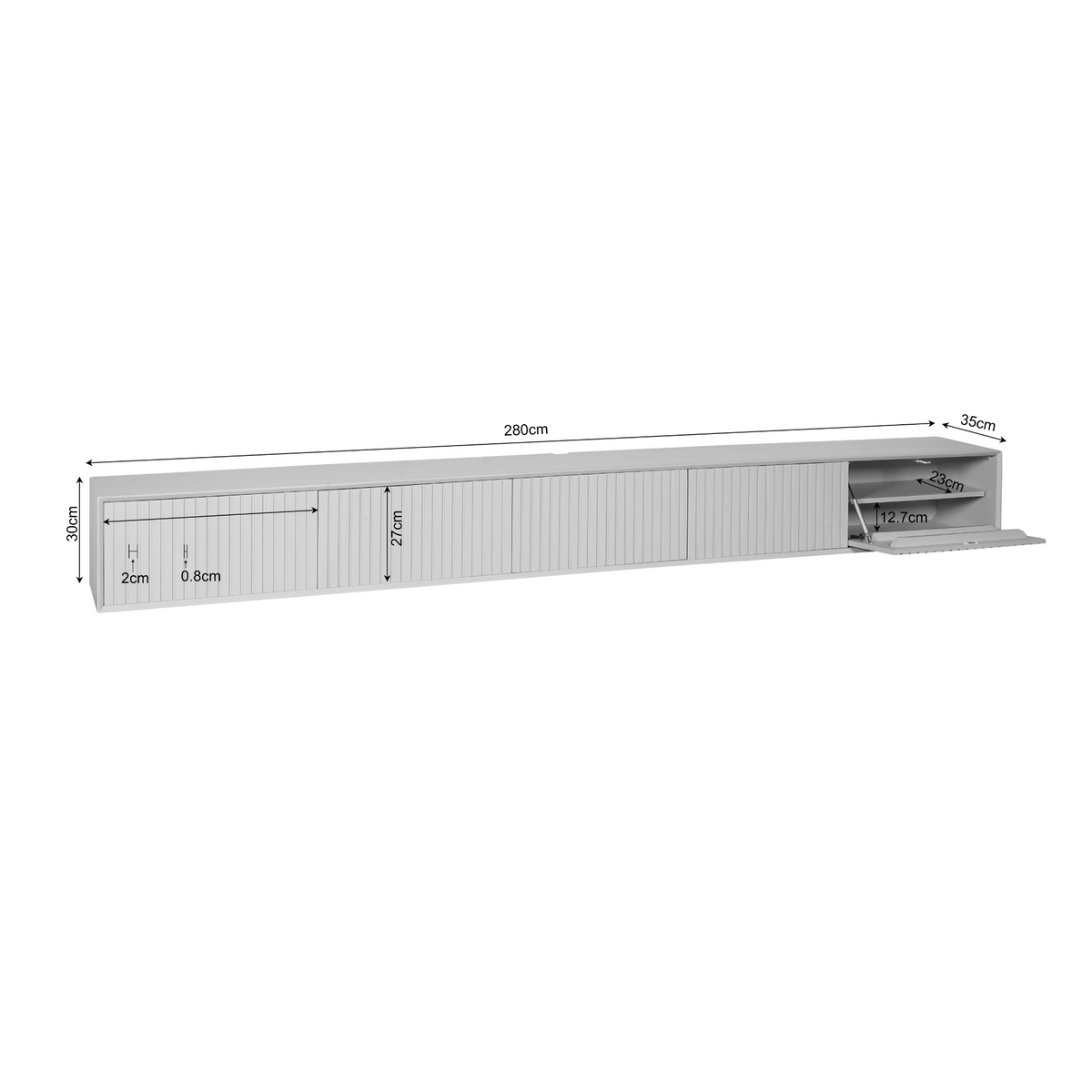 Zwevend tv-meubel Madison Bruin | 280 cm