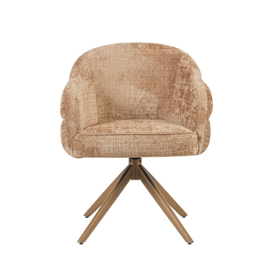 Eetkamerstoel Bella | Kaneel | Poot Brons | Met armleuning