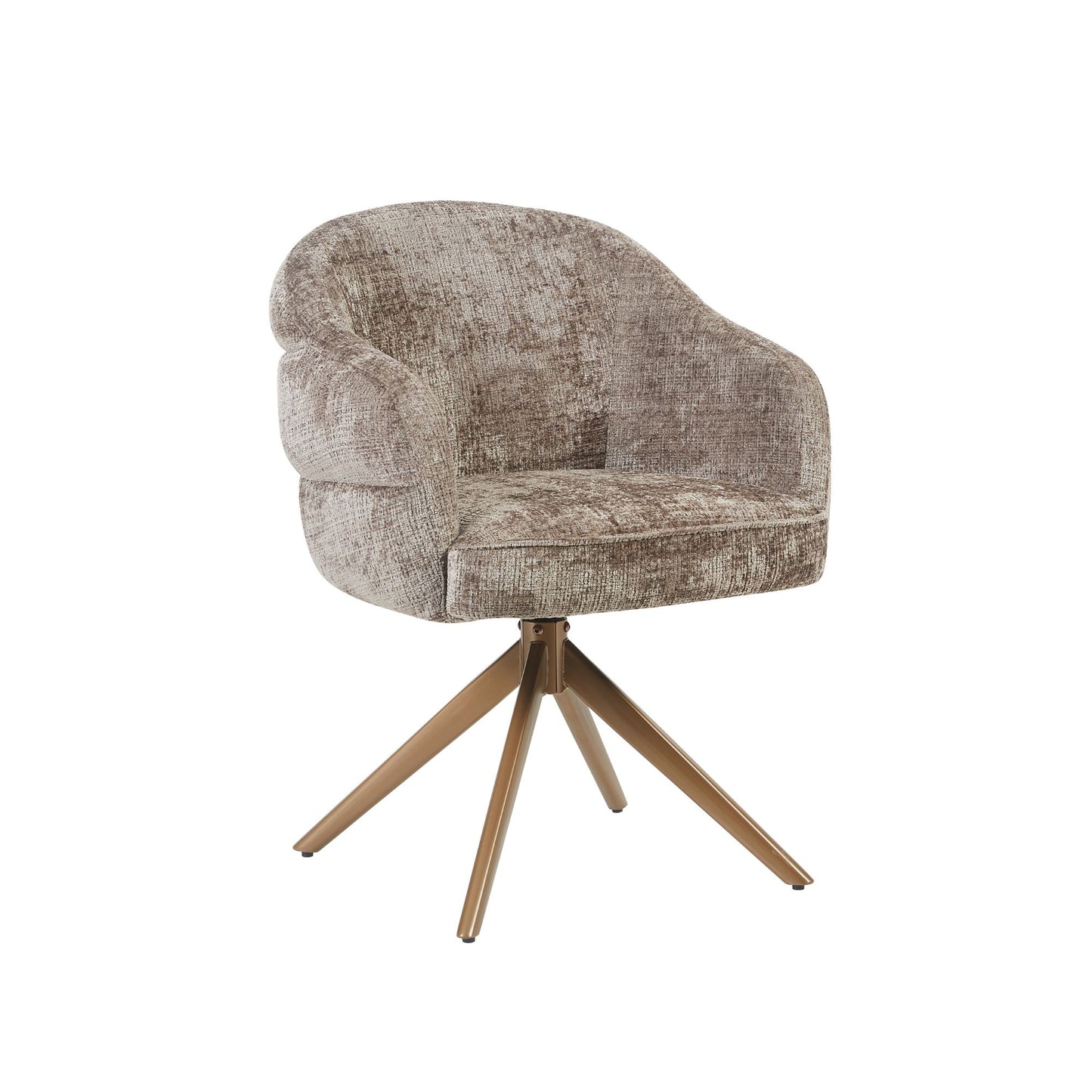 Eetkamerstoel Bella | Klei | Bronzen poot | Met armleuning