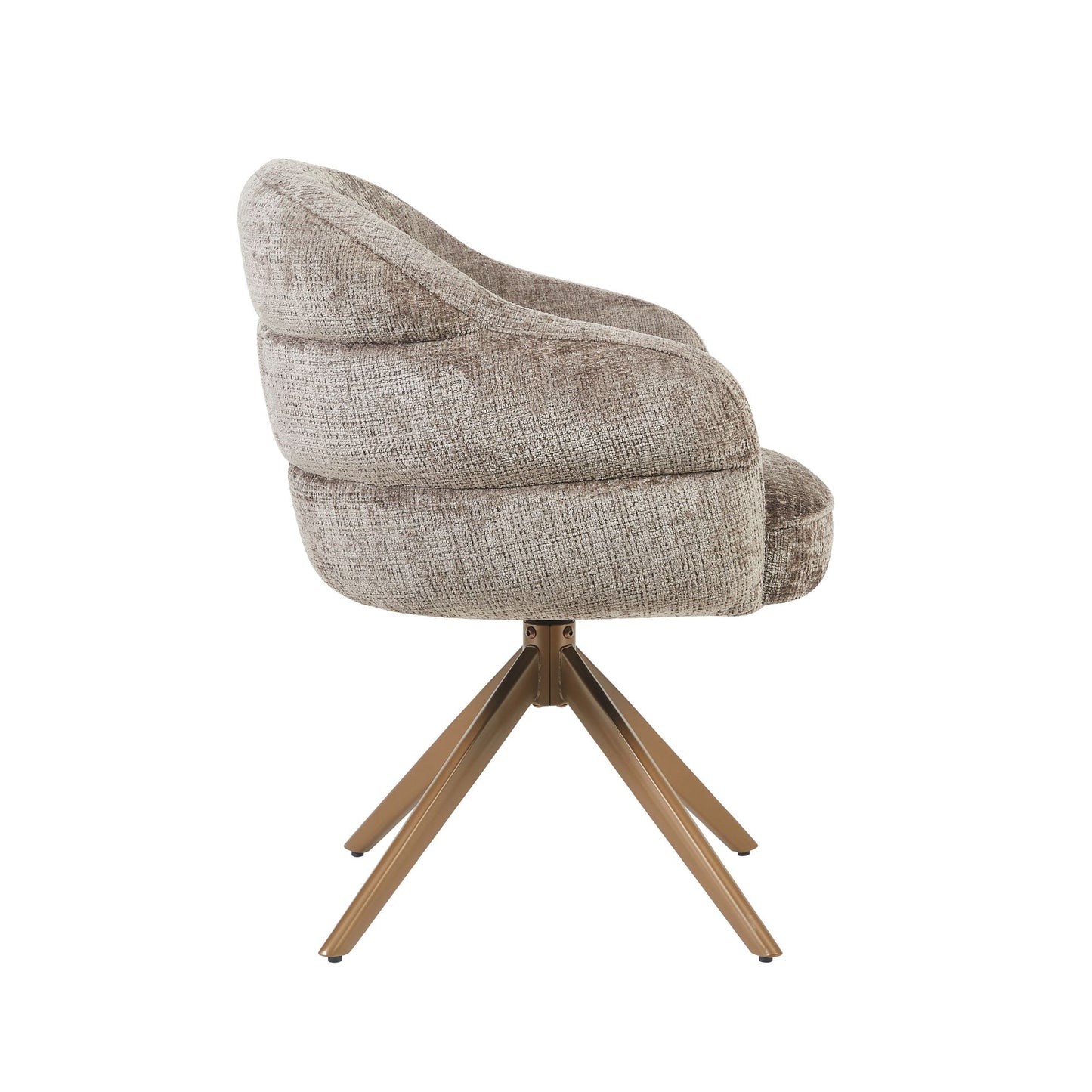 Eetkamerstoel Bella | Klei | Bronzen poot | Met armleuning