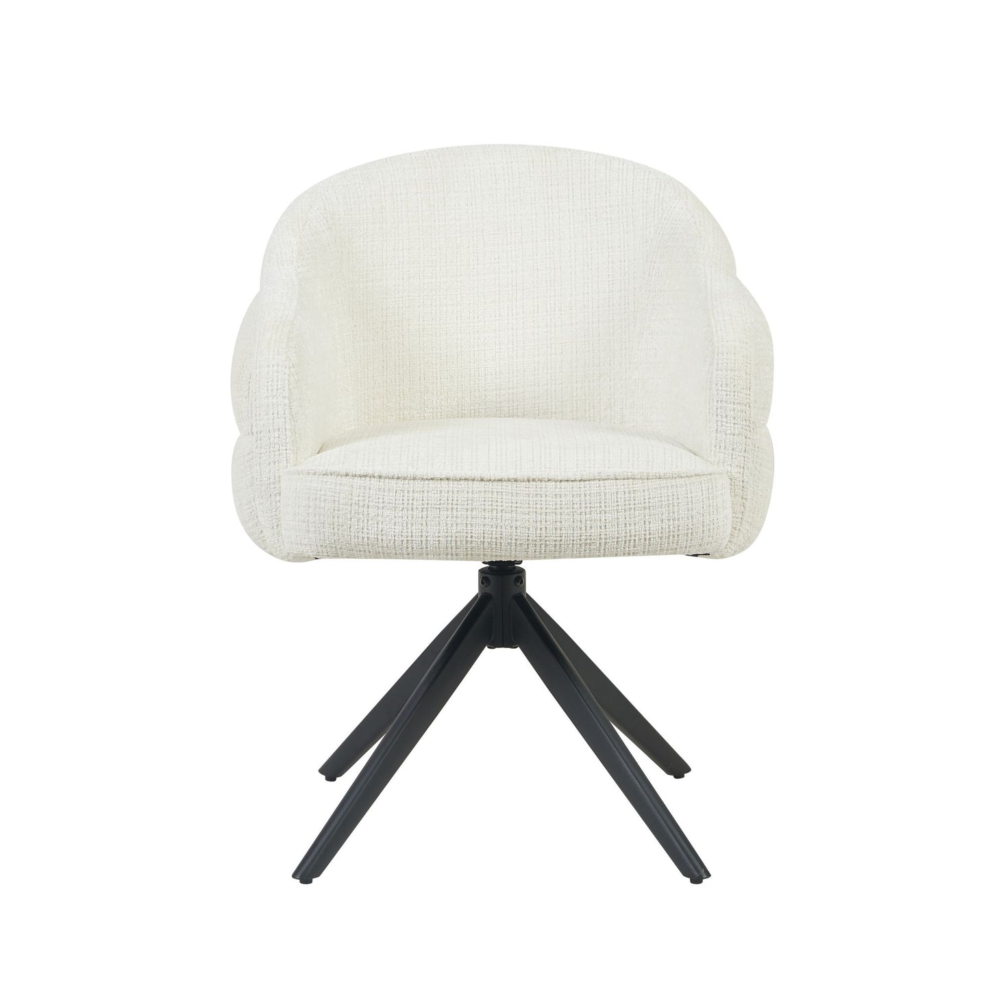 Eetkamerstoel Bella | Off-white | Zwarte poten | Met armleuning