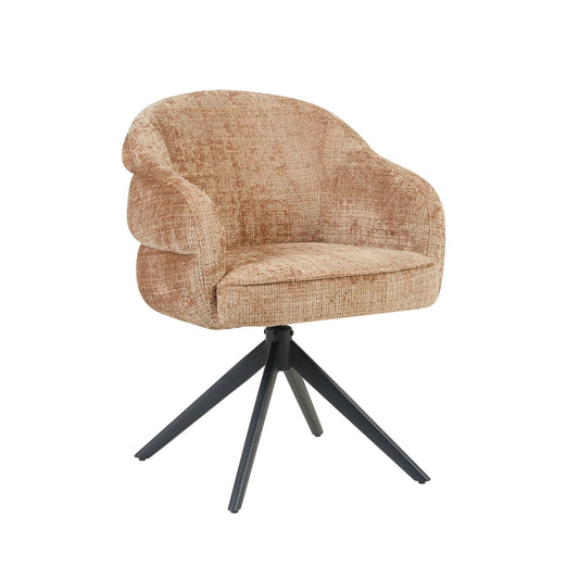 Eetkamerstoel Bella | Kaneel | Poot Zwart | Met armleuning