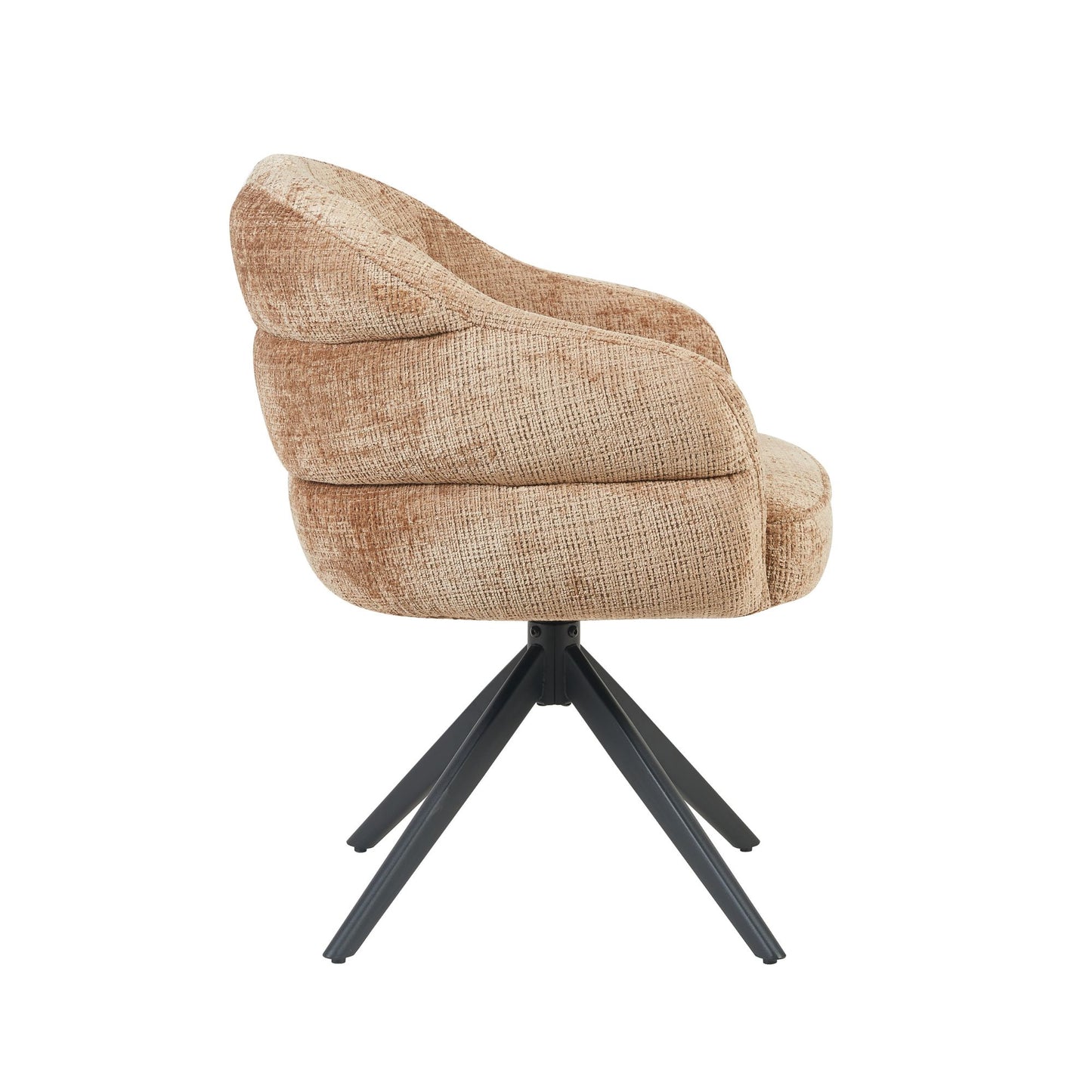 Eetkamerstoel Bella | Kaneel | Poot Zwart | Met armleuning