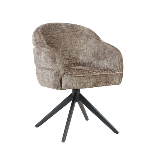 Eetkamerstoel Bella | Leemkleurig | Zwarte poot | Met armleuning