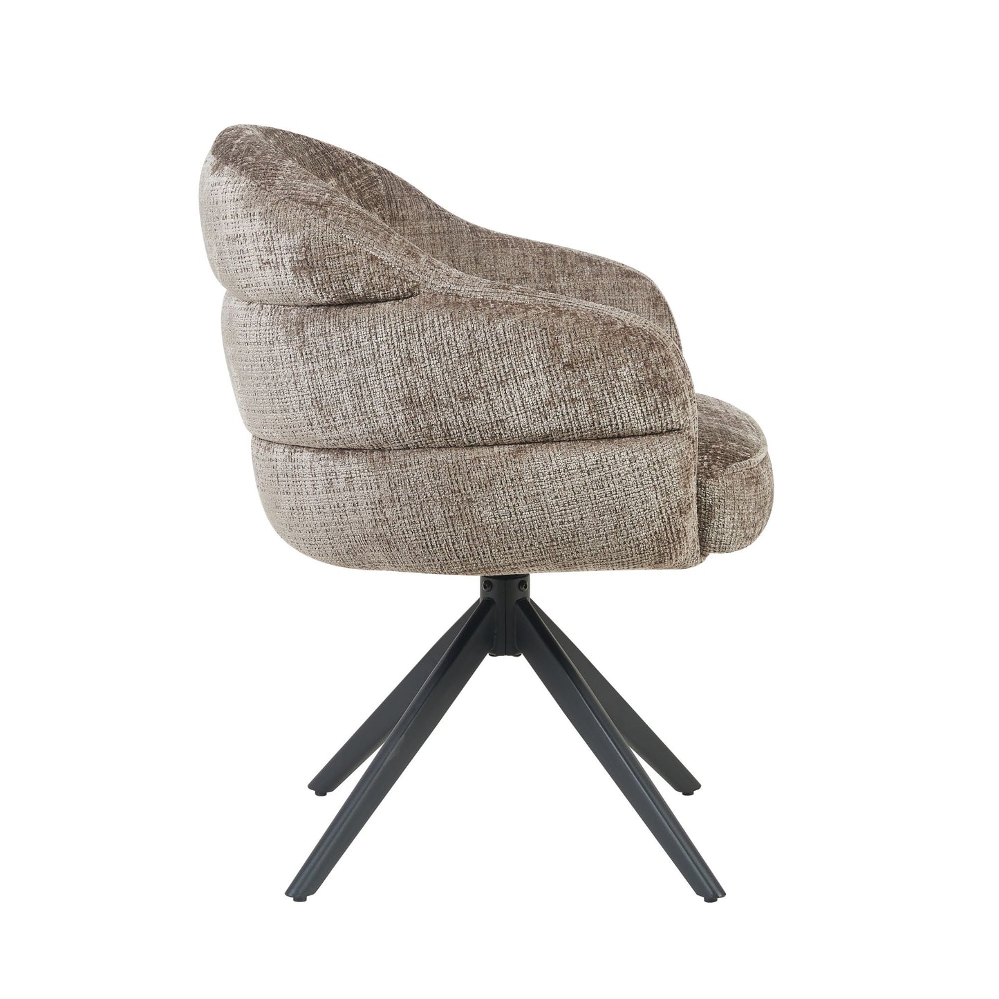 Eetkamerstoel Bella | Leemkleurig | Zwarte poot | Met armleuning