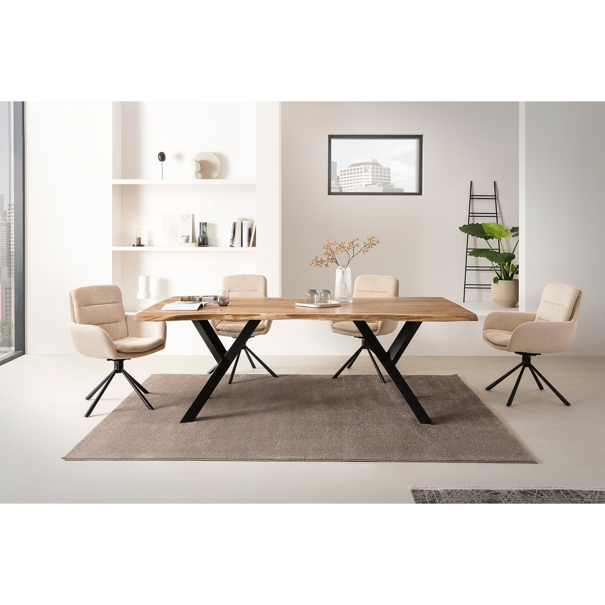 Fauteuil in corduroy look beige