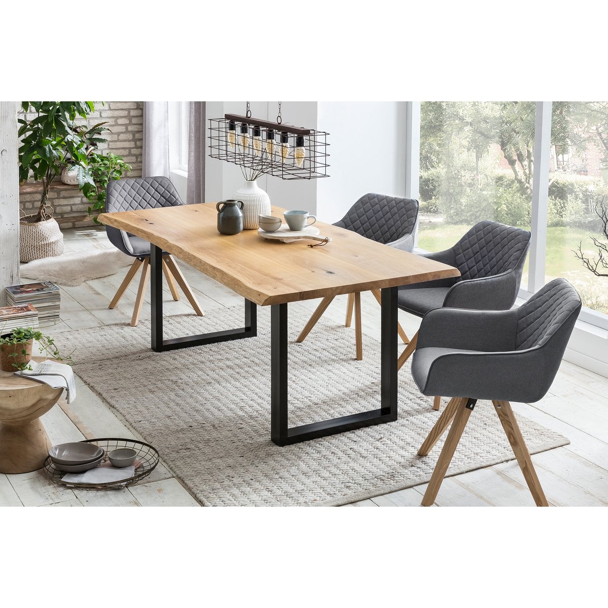 Fauteuil set van 2 grijs textiel