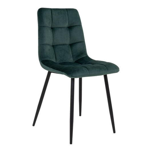 Middelfart Eetkamerstoel - Polyester Fluweel, Staal, Donkergroen - Set van 2