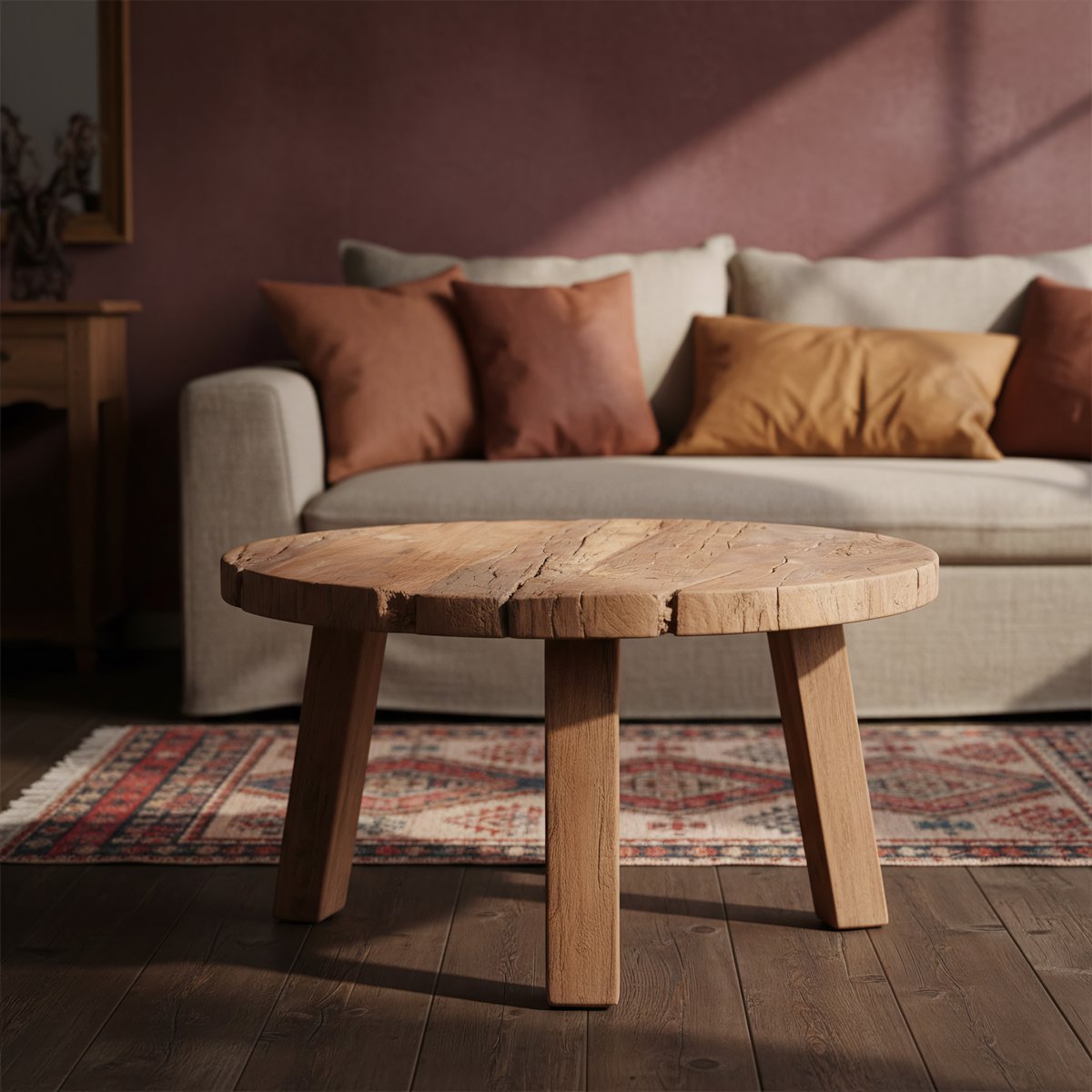 Farmwood salontafel rond - Ø 70 cm - FSC-gerecycled hout