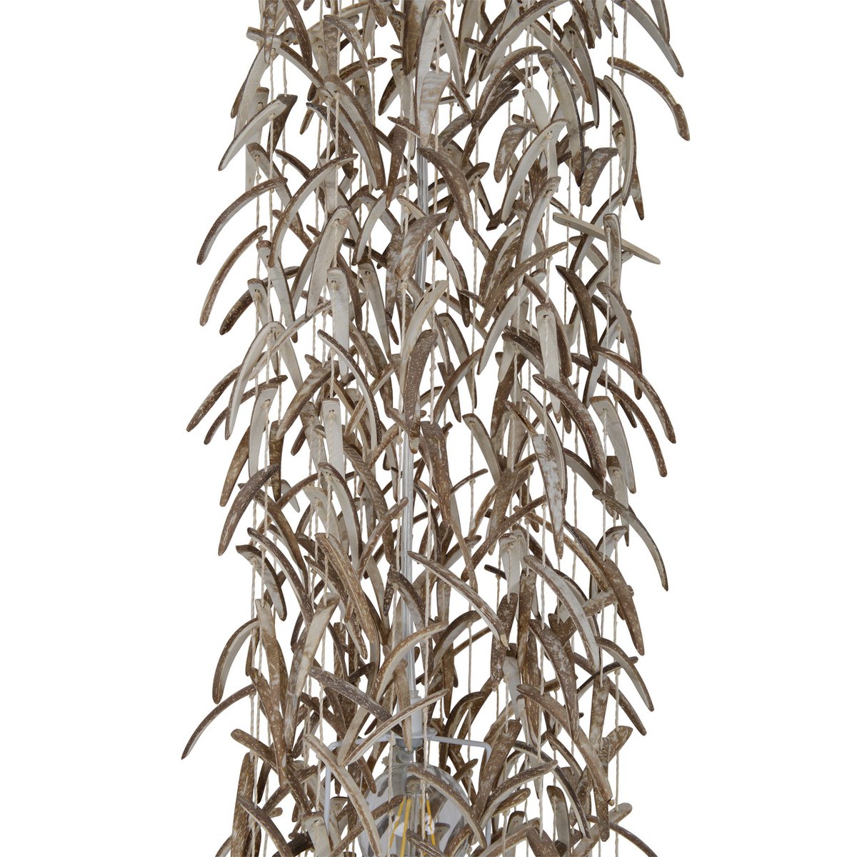 Hanger lamp "kokosnoot" 180 cm hoog, gemaakt van hout- en kokosnootschalen, beige/bruin, E27 -aansluiting, verlichting voor woonkamer, eetkamer of wintertuin.