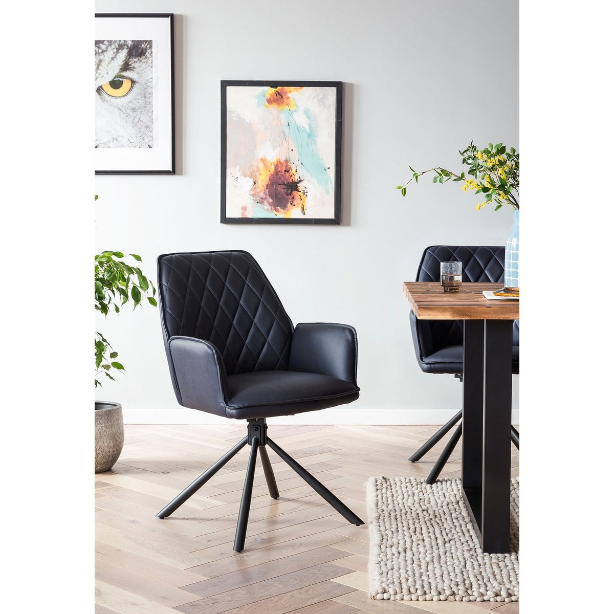 Fauteuil donkerblauw set van 2 met 360° draaifunctie