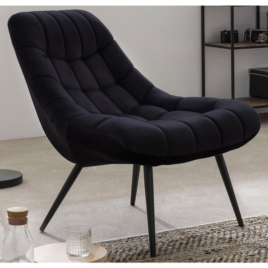 Fauteuil XXL fluweel zwart metaal zwart