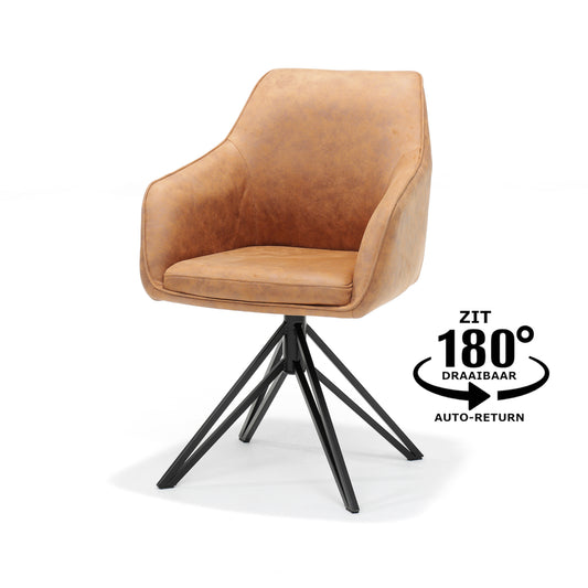 Fauteuil Berry Draaivoet Stof Soft Cognac