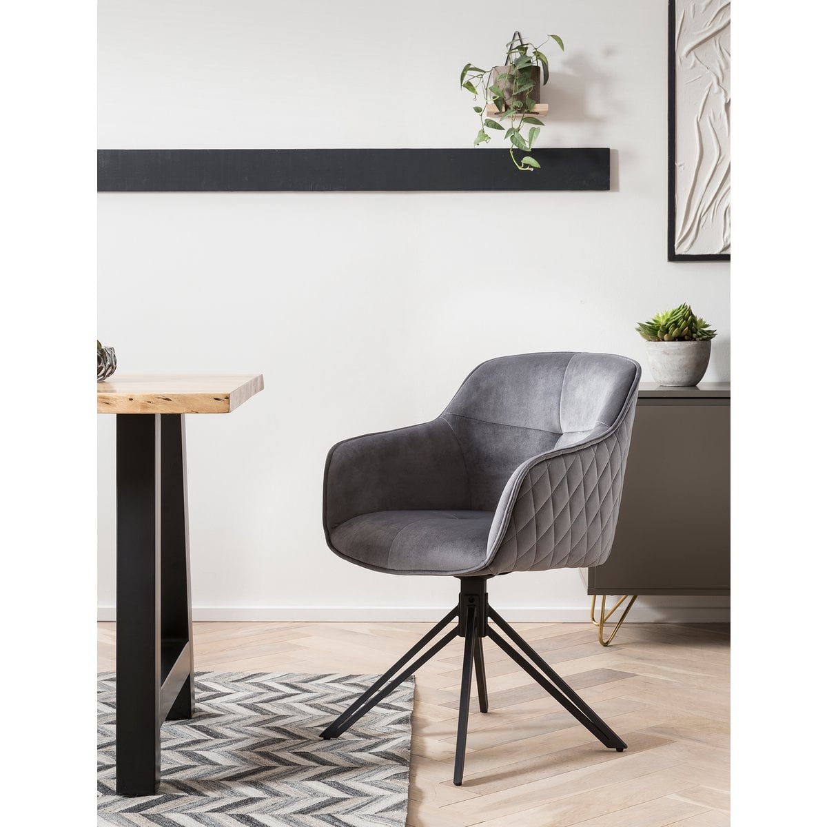 Fauteuil met honingraatquilt grijs