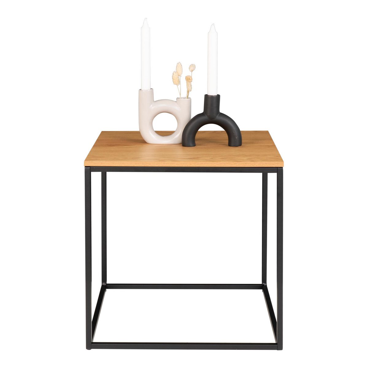 Vita Bijzettafel - eikenlook, zwart, 45x45x45cm