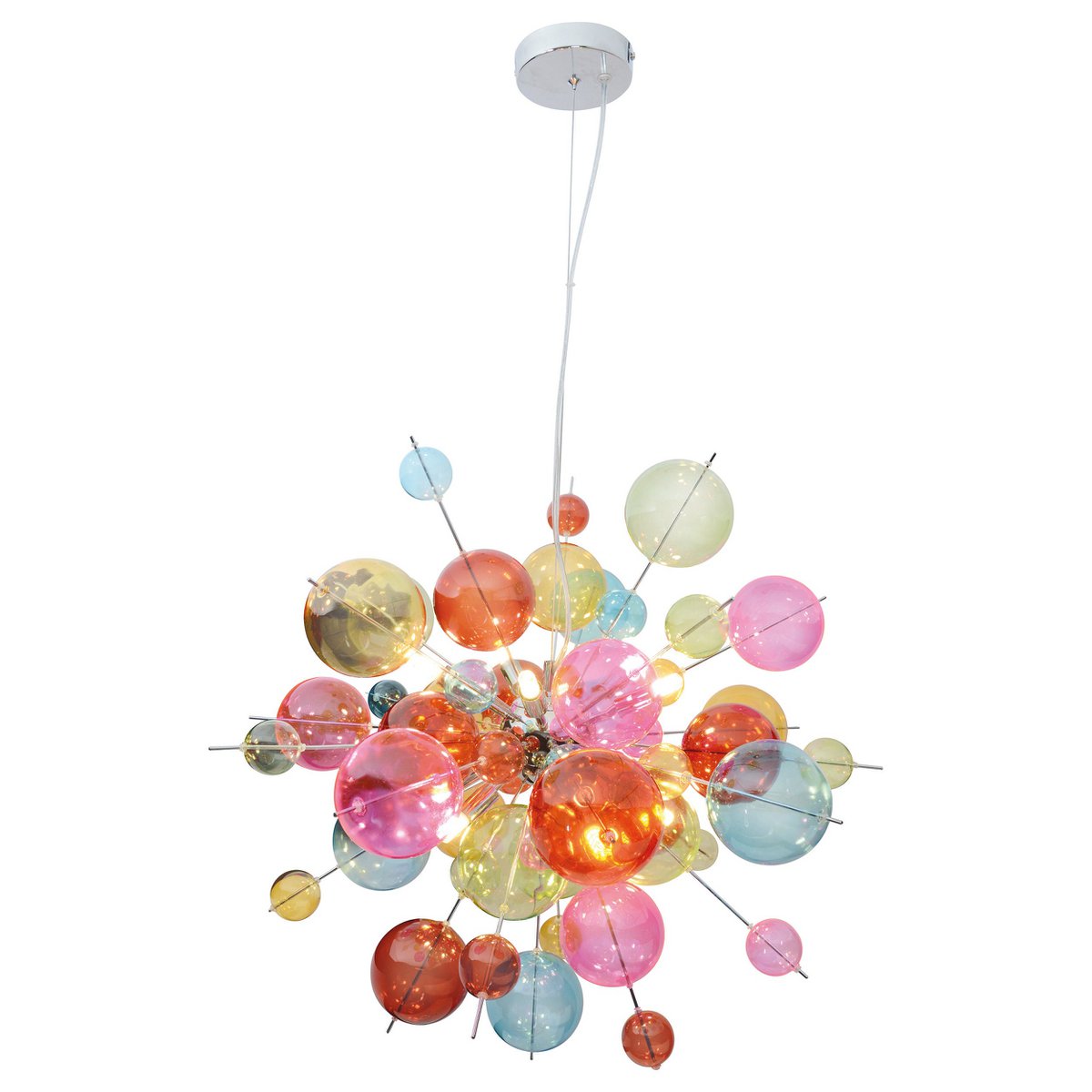 Hanger lamp "explosie" gekleurd gemaakt van metaal en glas, G9 -versies, hangende lamp voor eetkamer, woonkamer, hal of kantoor, Øca. 65 cm