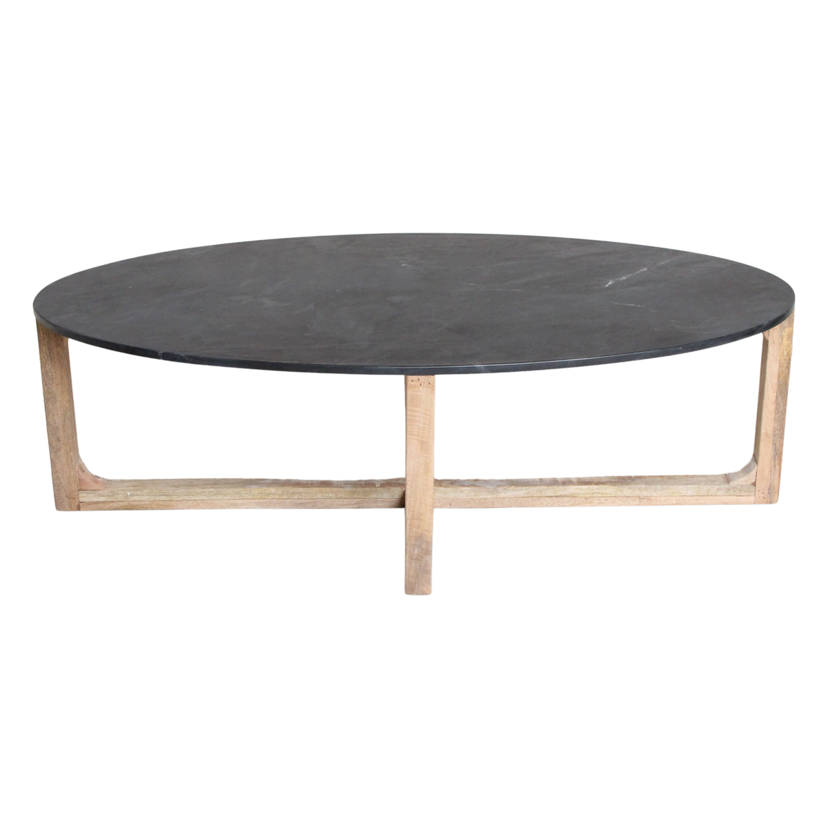 Ovale marmeren salontafel - zwart - 120x60x38 cm