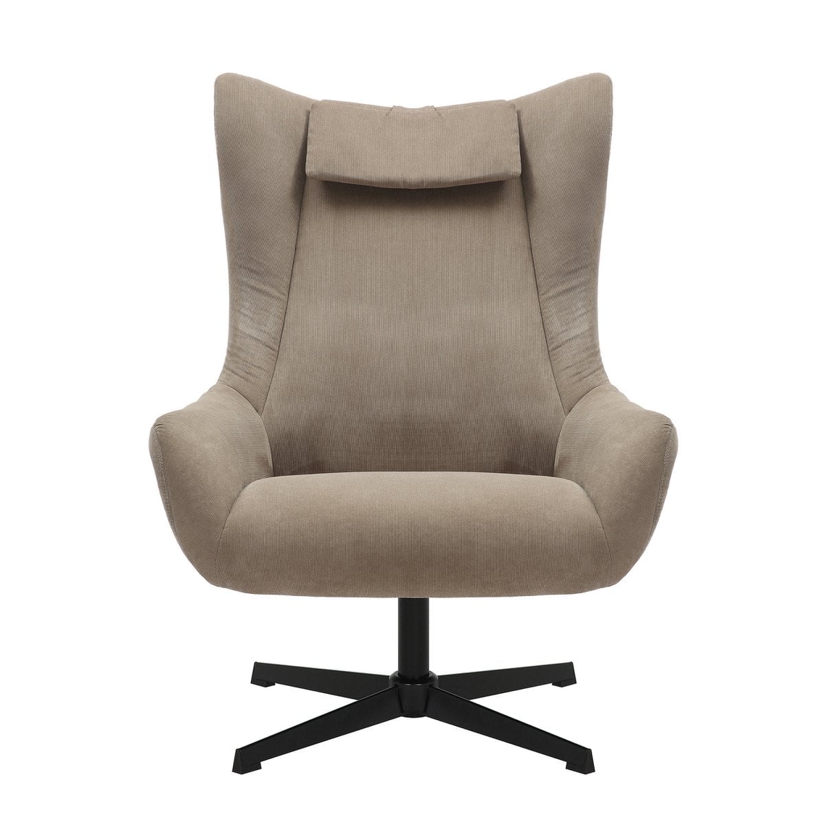 Fauteuil en kruk corduroy look bruin