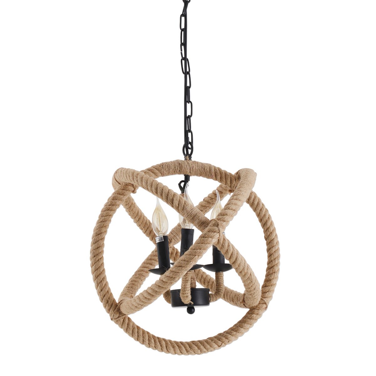 Hangende lamp "regia", black metal, henneptouw, E27 -aansluiting, verlichting voor woonkamer, eetkamer of kantoor, een diameter van 43 cm