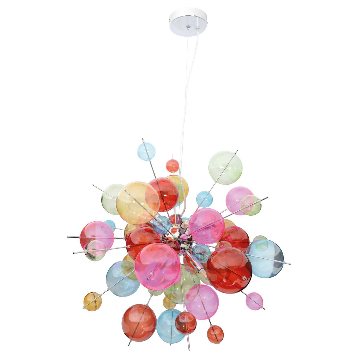 Hanger lamp "explosie" gekleurd gemaakt van metaal en glas, G9 -versies, hangende lamp voor eetkamer, woonkamer, hal of kantoor, Øca. 65 cm