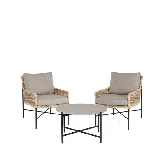 Estoril Loungeset - 3 stuks - Staal Zwart