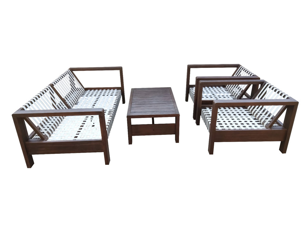 Zambra Lounge Set - 4 stuks - Gevlochten Outdoor Off White